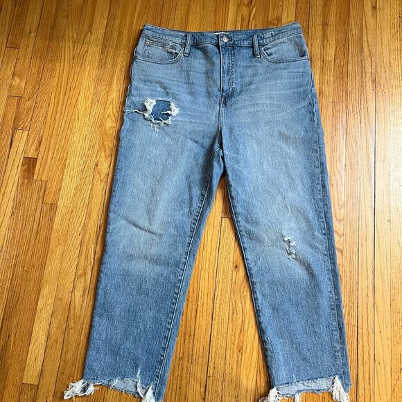MADEWELL Jeans Womens 32 High Rise Classic Straight Denim Blue Pants - Picture 1 of 10